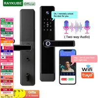 NEW RAYKUBE E90 Tuya Wifi Two-way Audio Video Intercom Fingerprint Camera Smart Door lock With APP Remote Unlock Video Recording