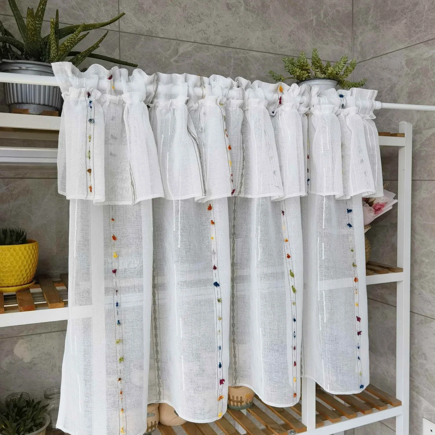1pc Bunte Streifen Kurzen Vorhang für Fenster Halb Sheer Vorhang Küche Café Vorhang Für Badezimmer Schrank Partition Zimmer decor