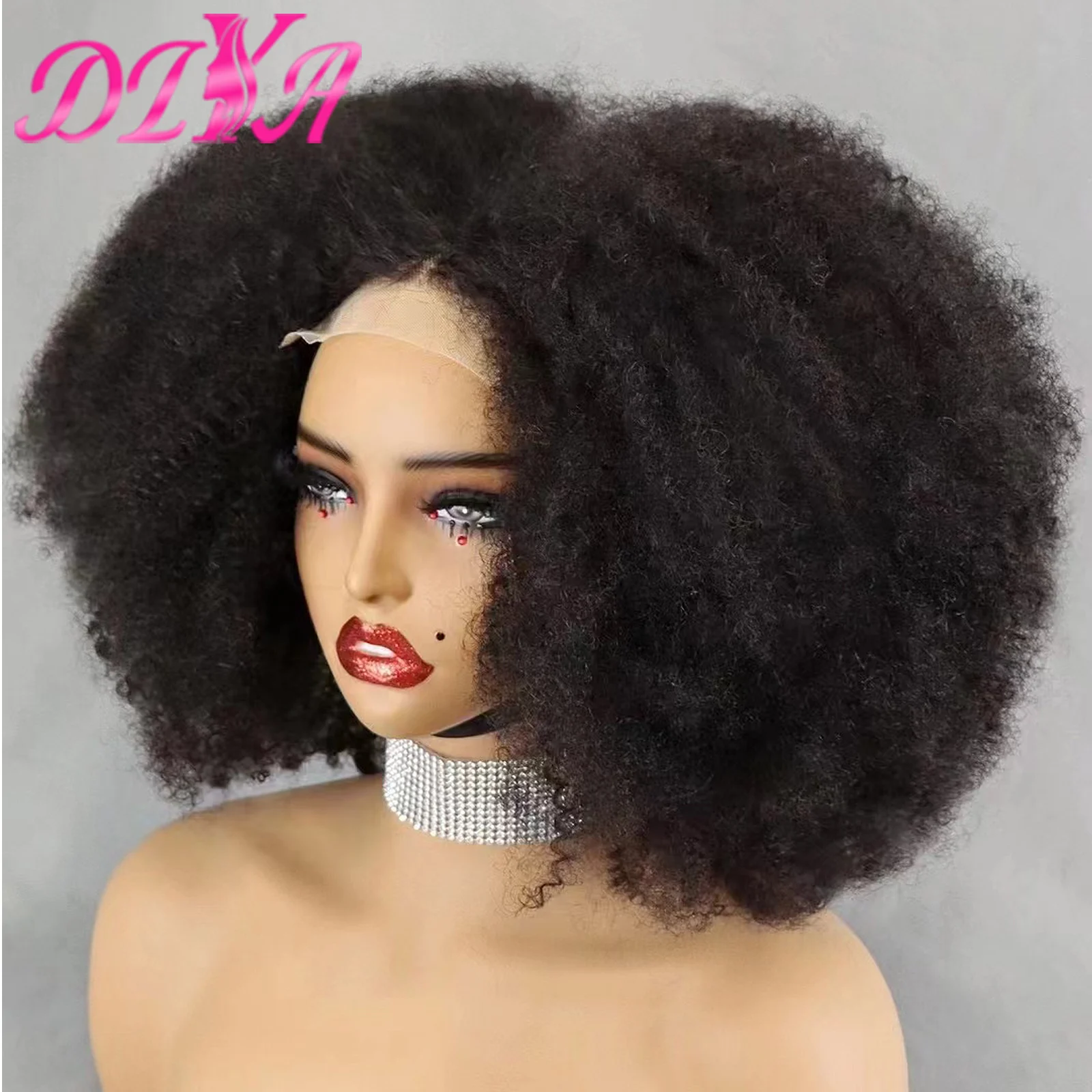 

300% Density Bob Human Hair Wigs for Black Women 4x4 Lace Closure Afro Kniky Curly Short Bob Brazilian Remy Hair Wigs PrePlucked