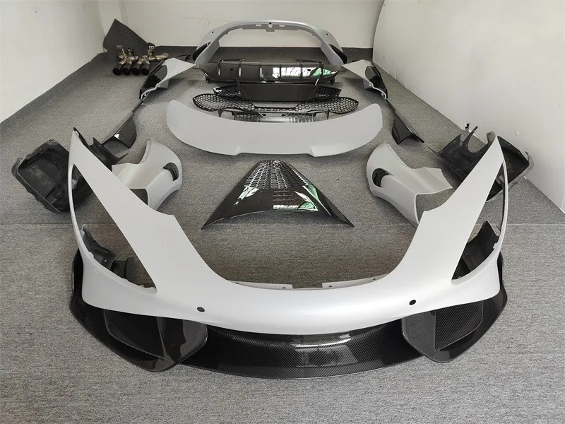 For McLaren 720S 765LT Style Carbon Fiber Body Kit New Condition Front Rear Bumpers Side Skirts Engine Hood Side Spoiler Clips