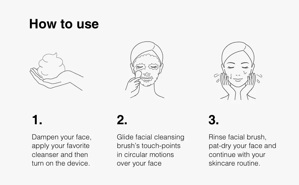 Escova facial acústica recarregável, impermeável, limpeza, esfoliação, Skincare, limpeza