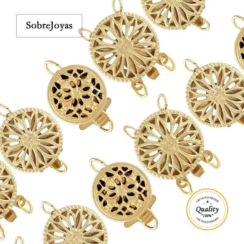 

14K Gold Filled round Filigree Pearl Clasp 9mm/12mm Bulk Wholesale Supplies for Bracelets And Necklace Making Clasp