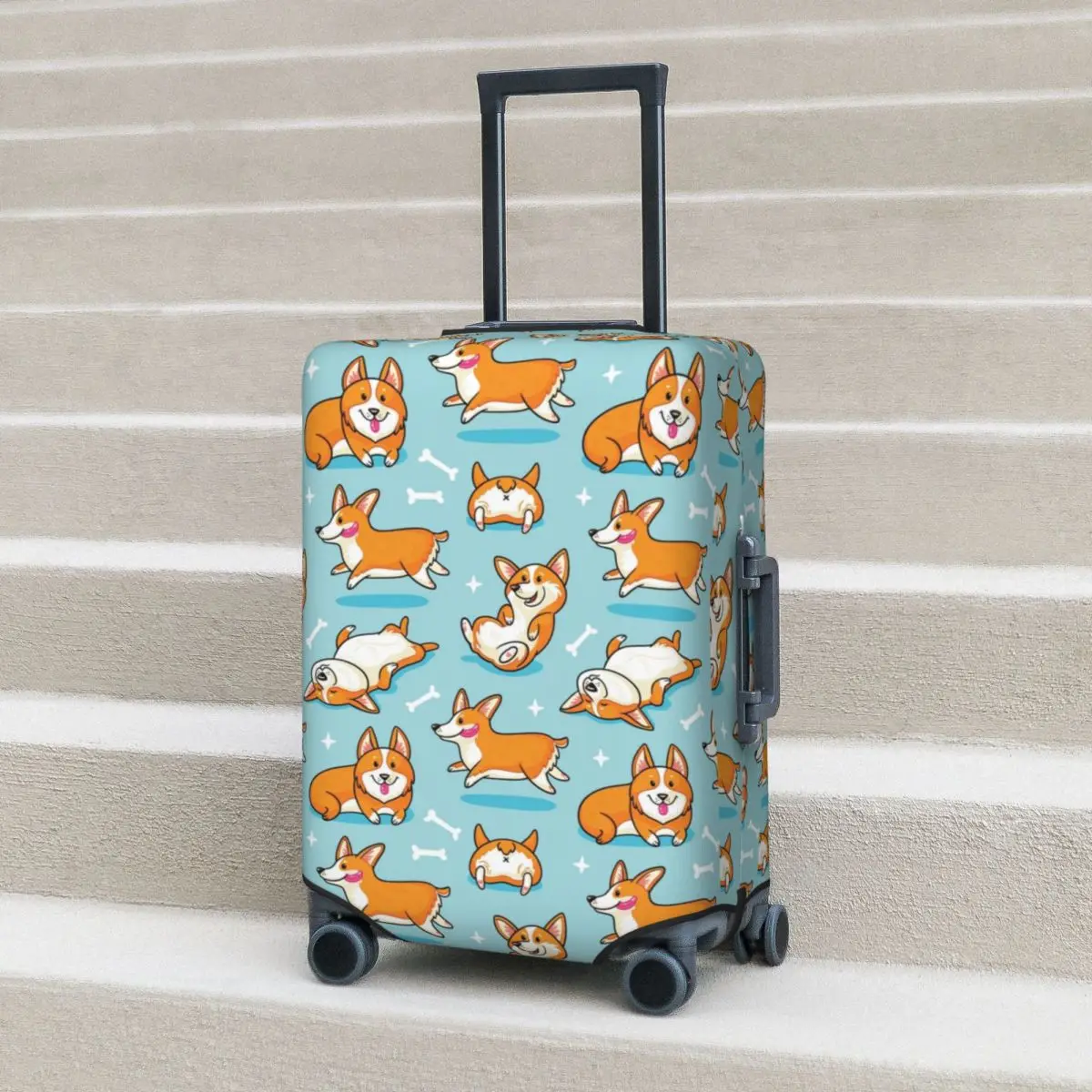 

Corgi Dog Cartoon Suitcase Cover Holiday Funny Animal Elastic Luggage Supplies Cruise Trip Protection