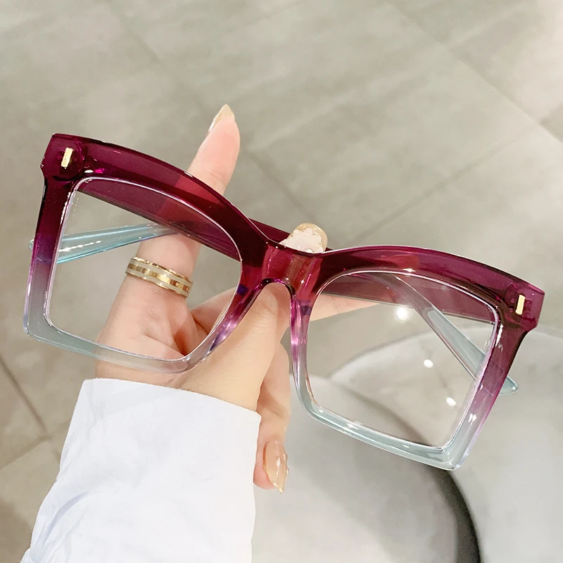 Gafas sin receta a la moda para mujer, lentes ultraligeras Retro con forma de mariposa, montura grande, versátiles y elegantes, 1 unidad