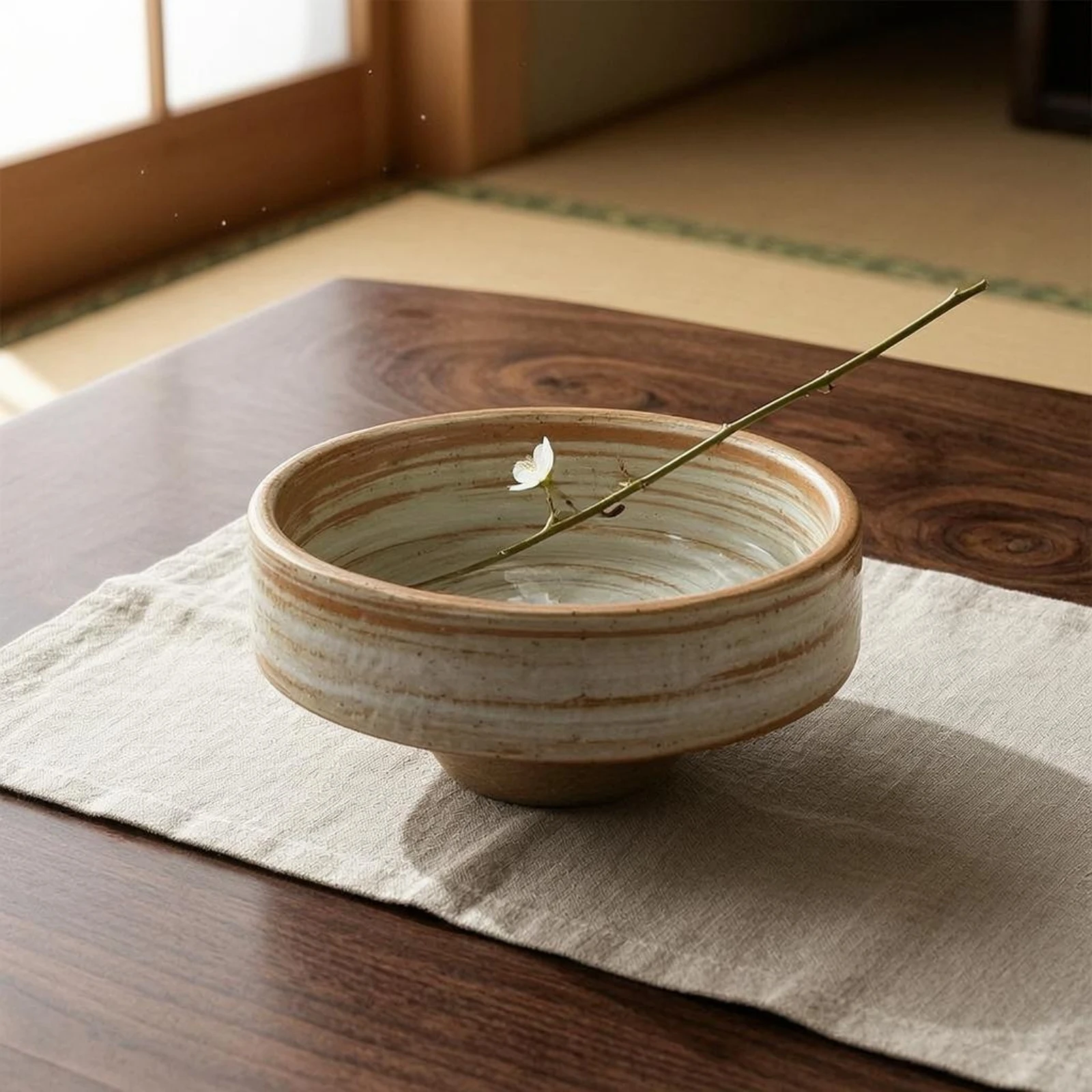 Shallow Bowl Vase Tabletop Ceramic Flower Bowl Pedestal Vase Round Table Decor Easy to Clean