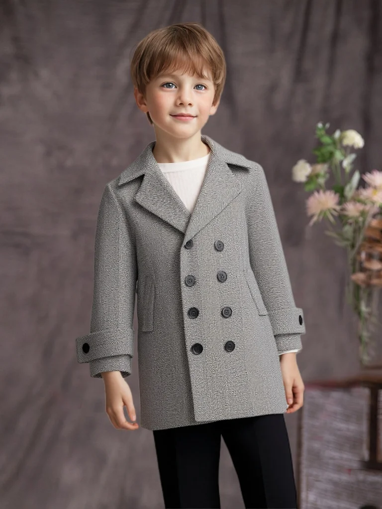 

Kids Windproof Outdoor Party Jacket Children Photography Woolen Coat 3-15Y Teenager Boys British Style Winter Wool Long Coat