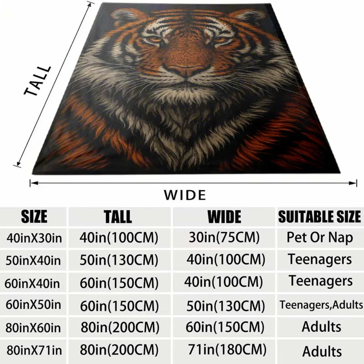Luxury Tiger Head Blanket Throw for Cozy Home Decor Jungle Animals Couch Bed Gift Wrap