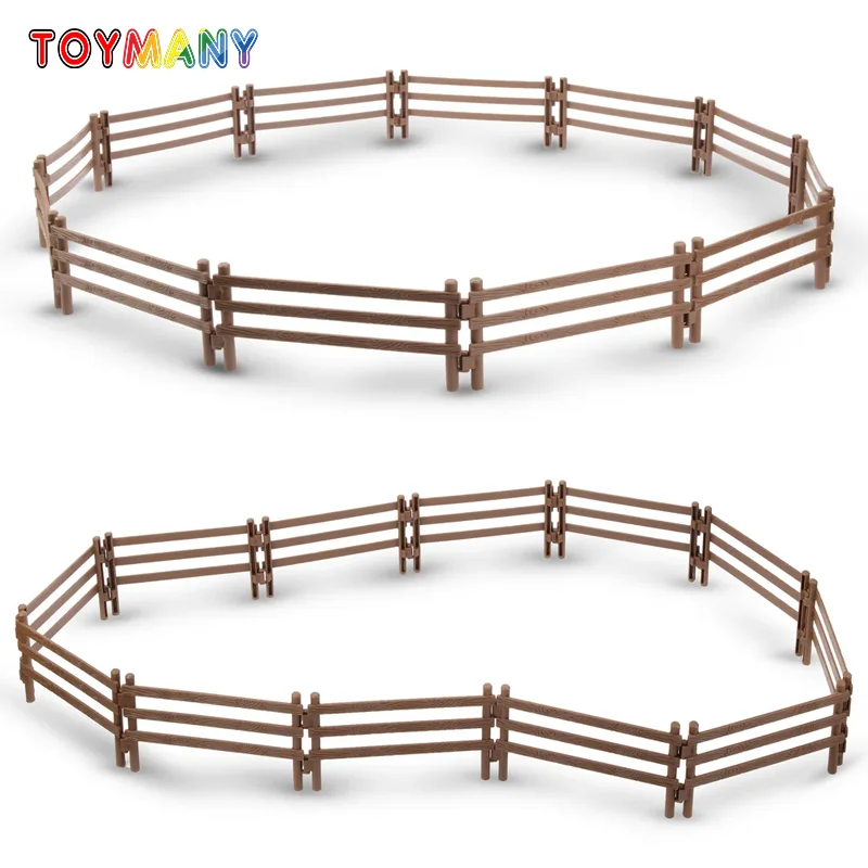 

24Pcs Simulation Wood-Look Plastic Corral Fencing Animals Model Toy Mini Figures Dolls Action Figurines Toys Children Set Gift