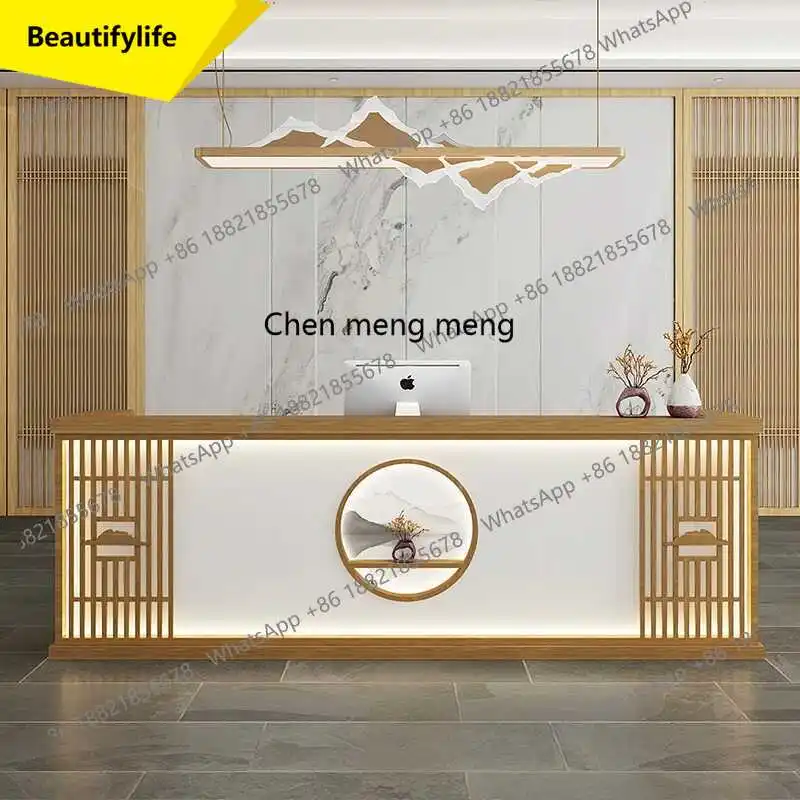 

01A Китайский отель-бар Стойка регистрации отеля B & B Caier Foot Bath Магазин касса Центр здравоохранения Стойка регистрации из массива дерева