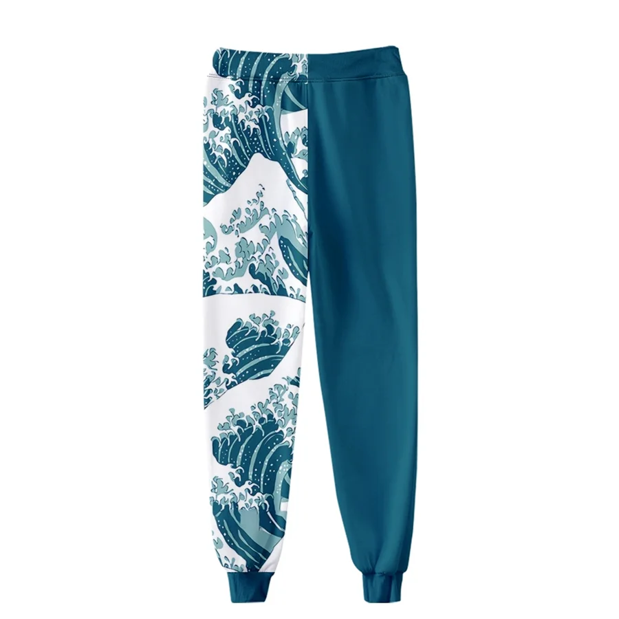 موجة كبيرة من كاناغاوا ثلاثية الأبعاد مطبوعة ركض السراويل أنيمي الرياضة Sweatpants الرجال النساء تأثيري حلي موضة بنطلون/هوديي