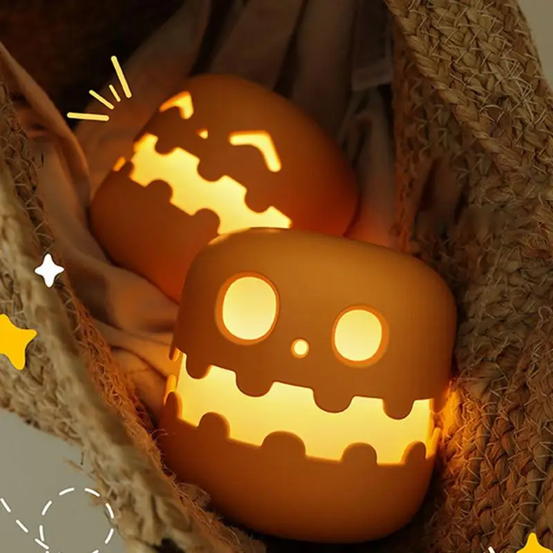 Halloween Pumpkin Lantern USB Charging Halloween Decorations LED Night Light Funny Foldable Press Type Pumpkin Light