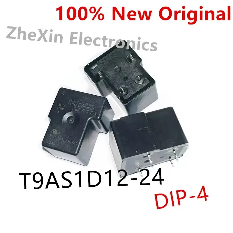 5PCS/Lot   T9AS1D12-24 、T9AS1D12-12  DIP-4  New Original Power Relay  SPST 30A   24VDC  1-1393210-8 、1-1393210-3