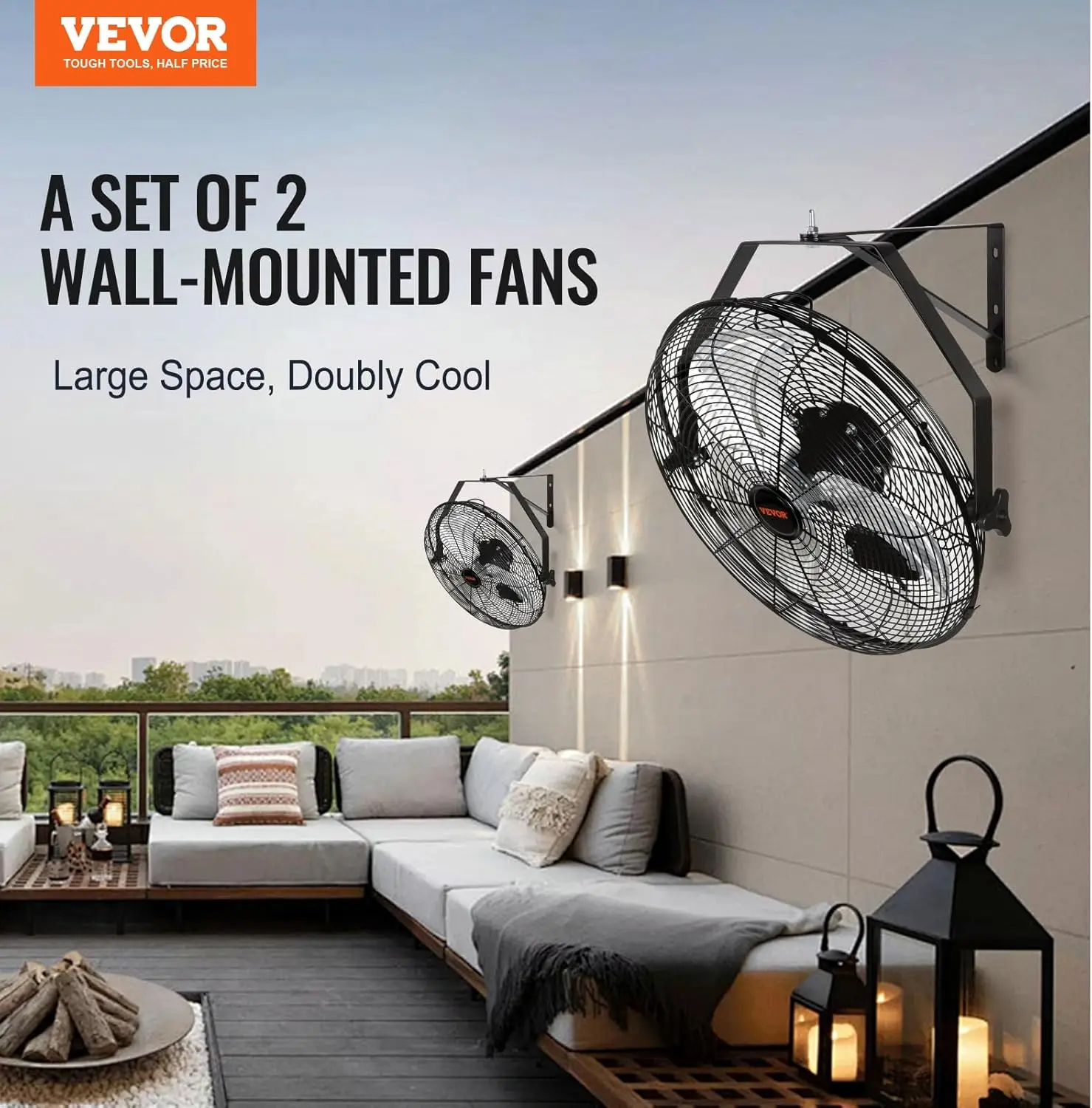 Wall Mount Fan, 2 PCS 18 inch Waterproof, 3-speed High Velocity Max. 4000 CFM Industrial Wall Fan for Indoor, Commercial,