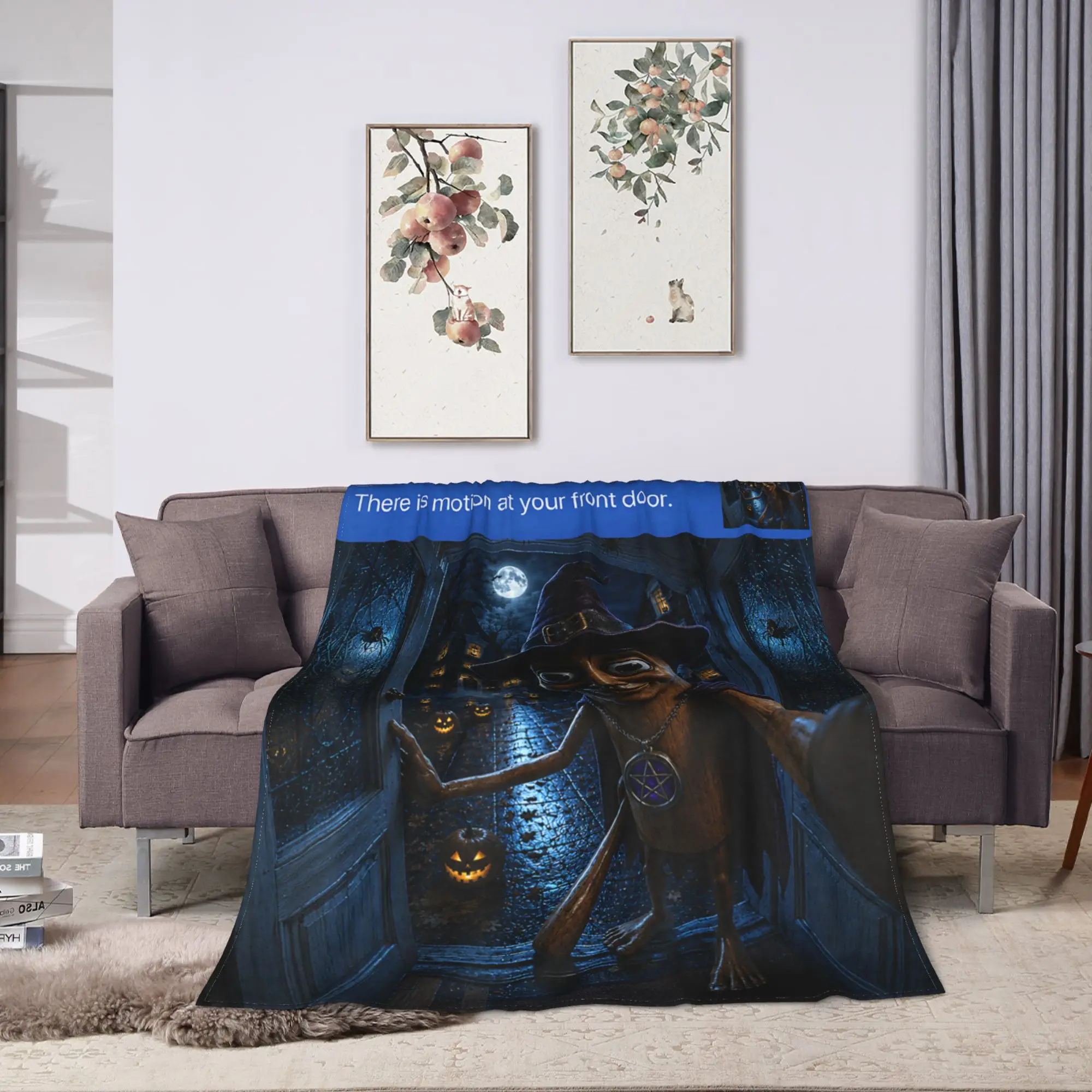 Warm Cozy Blanket Travel Office There is Motion at Your Front Door Tung Tung Sahur Halloween Throw Blanket Novelty  Bedspread