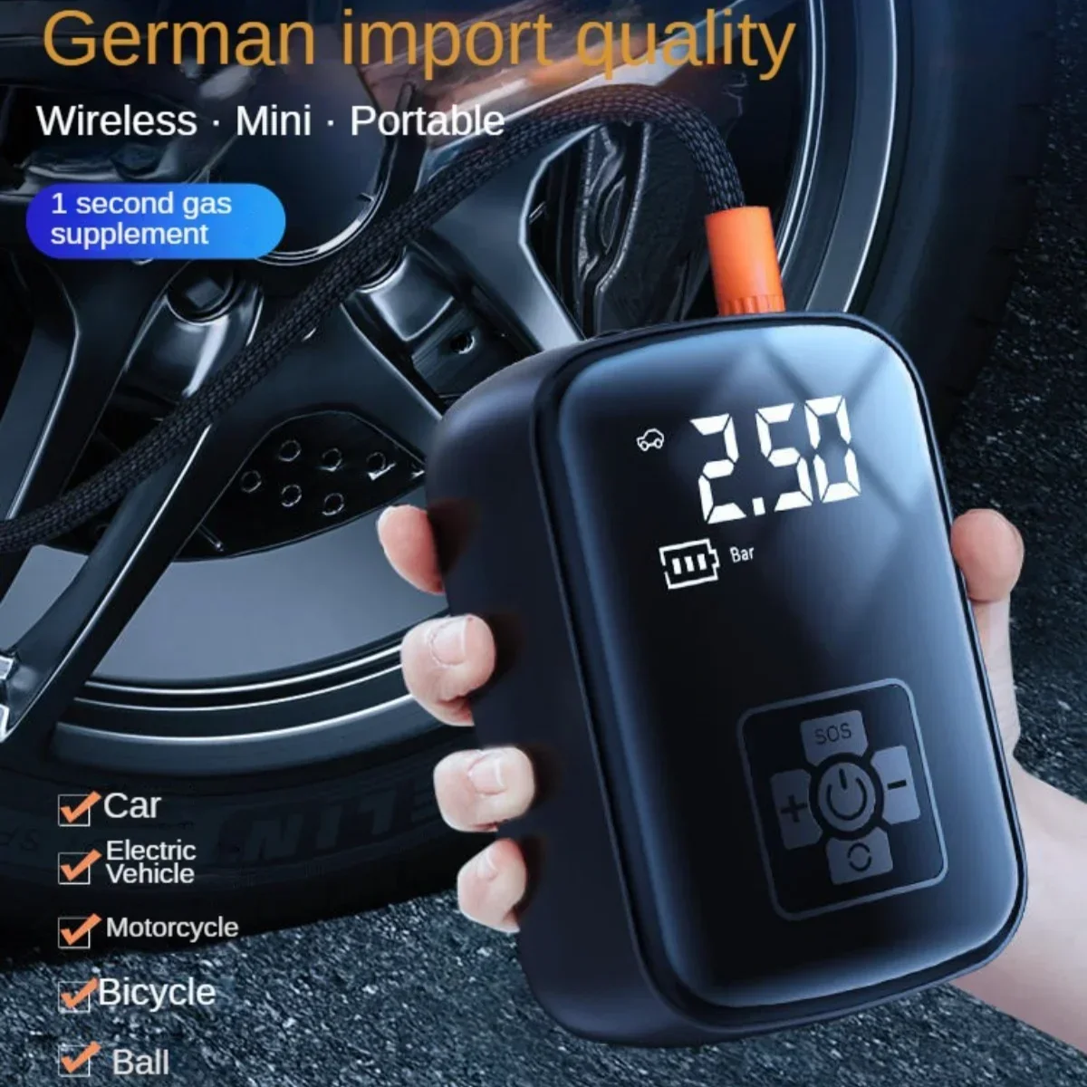 Car Air Compressor Portable Car Air Pump Wireless Intelligent Digital Display Tire Gases Machines Electric Tire Gases Machines