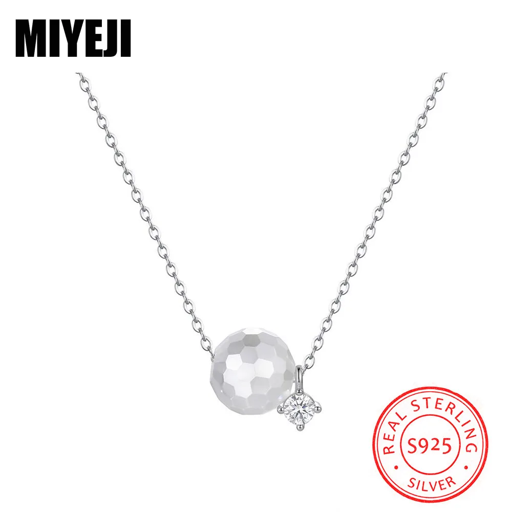 MIYEJI Real S925 Sterling Silver Zircon Mosaic Beads Choker Necklace For Women Party Niche Light Luxury Fine Jewelry Accessible