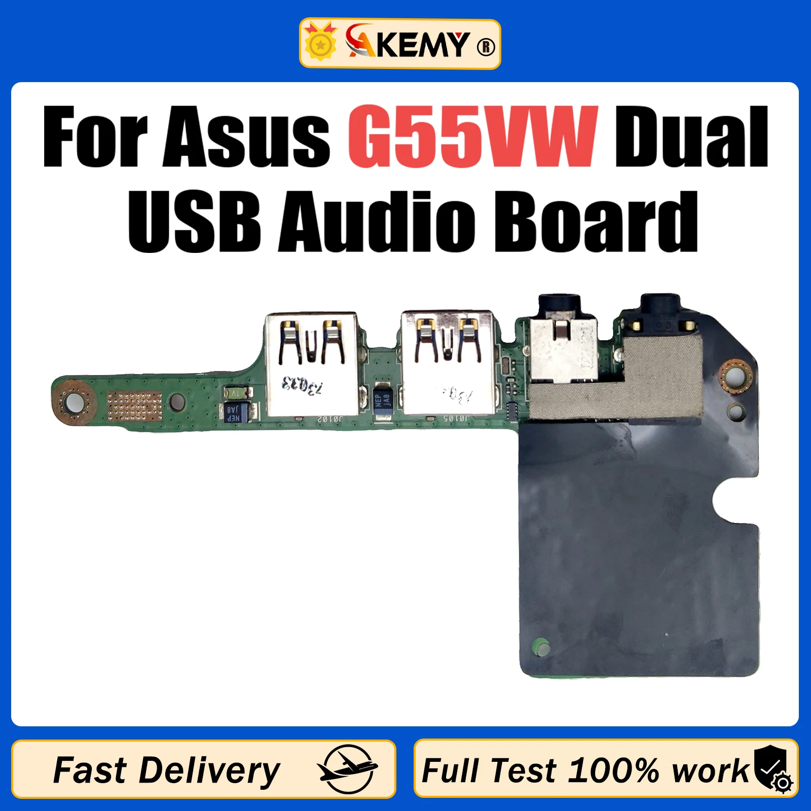 For ASUS G55VW DUAL USB AUDIO BOARD 69N0MKB11D01 60-NB7IO1100-D01 tested good Fast Ship