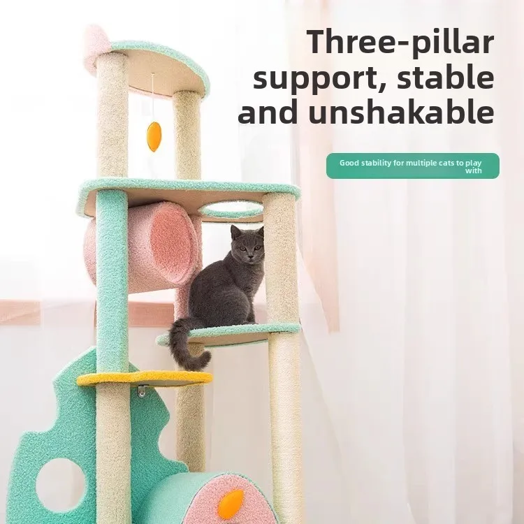 Sturdy Plant Based Cat Tree Structure Designed for Enrichment with Ergonomic Perches Textured Sisal Wraps and Low Noise Use