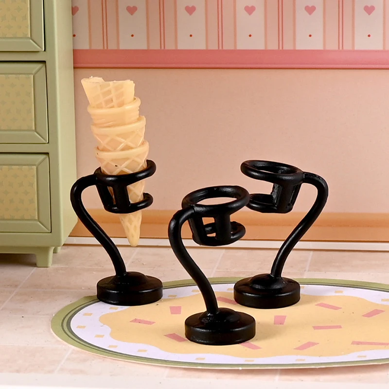 3 Stücke/6 Stücke Puppenhaus Miniatur Eiscreme Ständer Eistüte Halter Modell Dekor Spielzeug Puppenhaus Zubehör