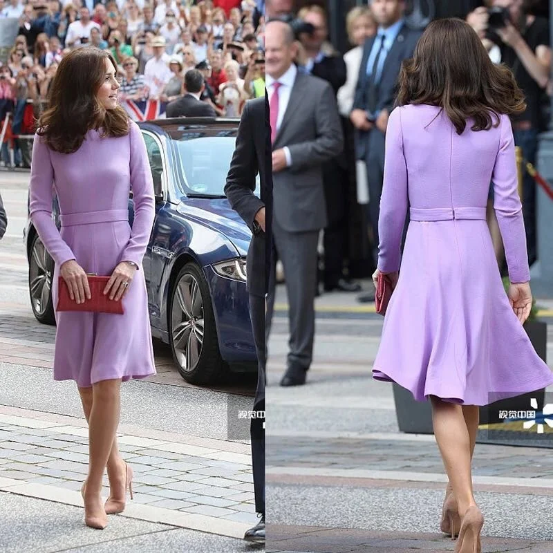 Imagem -04 - Kate Middleton Vestido Elegante Magro Manga Longa Primavera Outono Moda Escritório Senhora Trabalho Formal de Negócios Roupas Tamanho Feminino Xxxl