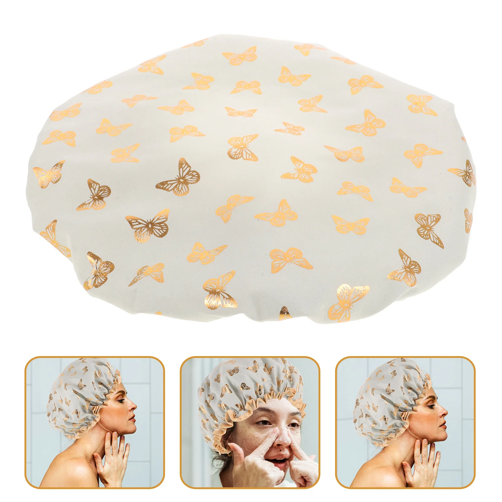 

Hat Waterproof Shower Cap Child Satin Bonnet Double Fabric Comfortable Reusable