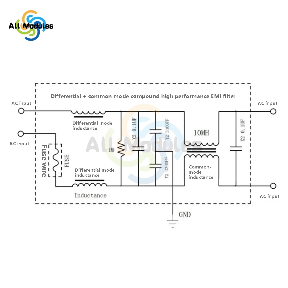 Power Supply Filter EMI High Frequency Filter EMI Power Filter AC110-220V 2A 4A 10A 20A Filtering Board