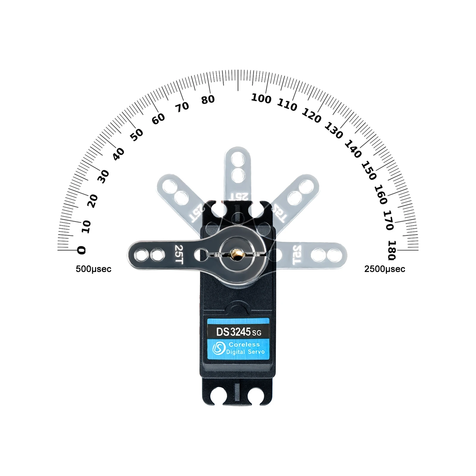 45kg.cm コアレスモーター デジタルサーボ メタルギア 7.4V 180 ° /270 °   防水 IP66 25T サーボアーム RC ロボット 1:8 1:10 Baja RC カー用