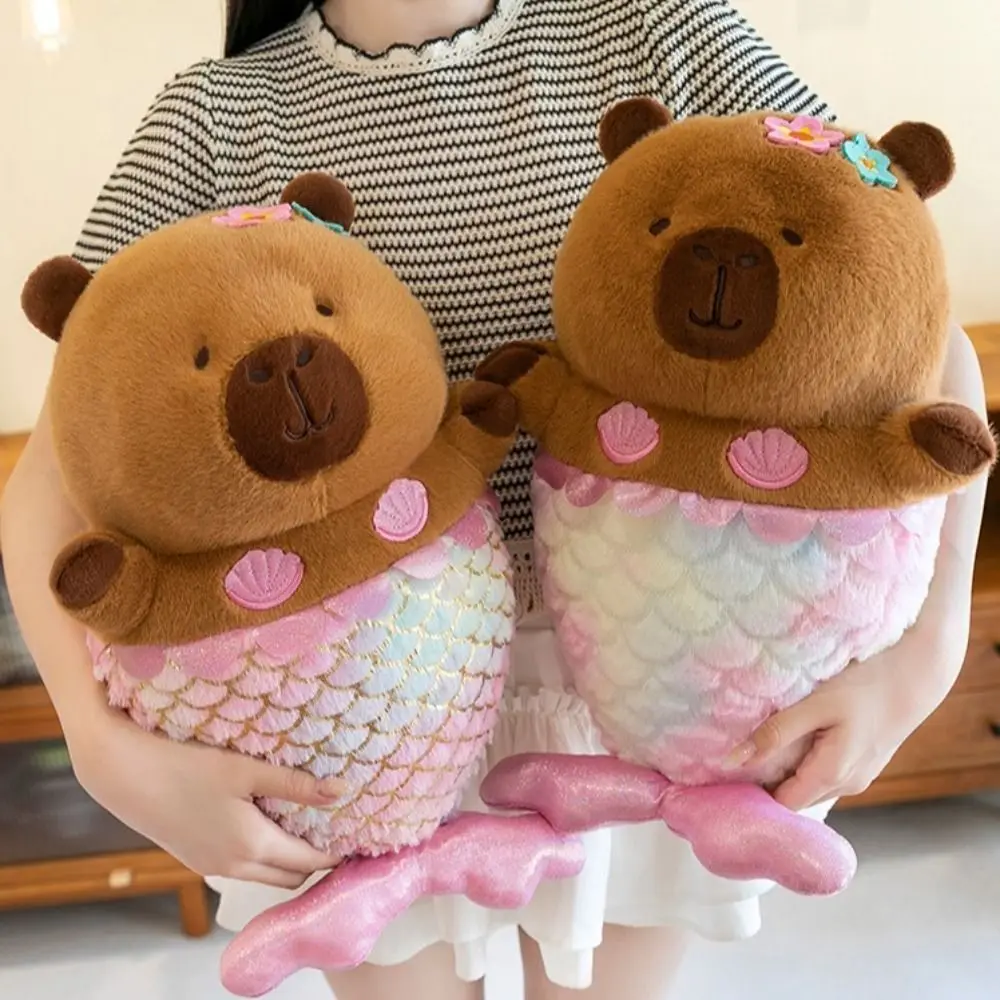 Kawaii habiller sirène Capybara Simulation dessin animé Capybara doux moelleux Capibara moelleux poupée cadeau d'anniversaire