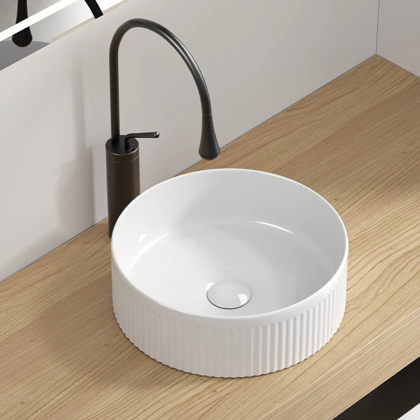 

White Ceramic Wash Basin Creative Art Counter Basin Round Wash Counter Counter Basin Wash Plate Pool Bathroom Basin