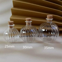 25/30/35mm Stripe Round Glass Spherical Bottle Vial With Cork Lids Spice Jars Message Bottles Potion Bottles Glass Wedding party