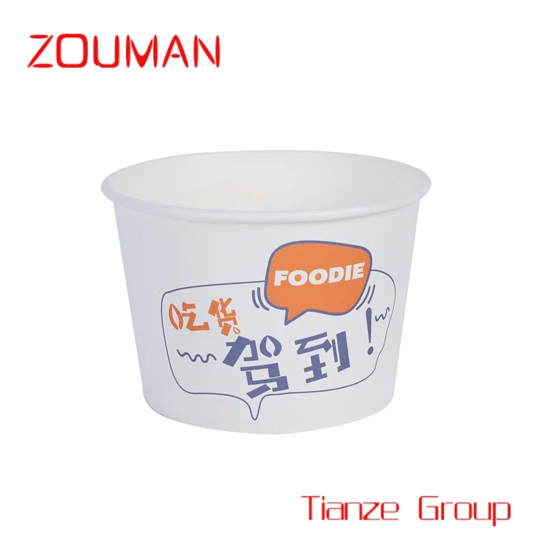 Custom , 3oz 4oz 5oz 500ml logo customize printed white  ice paper cup cartoon paper bowl customized ice paper cup