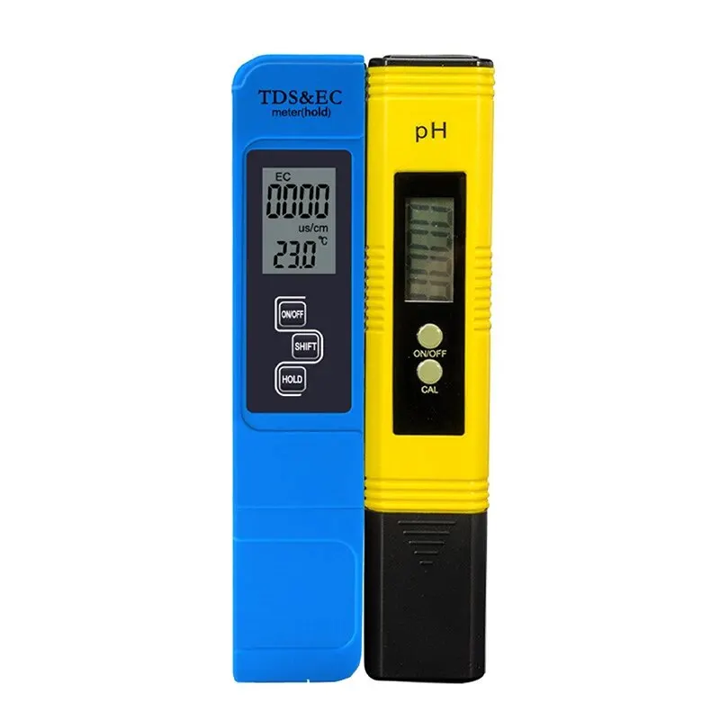 2 stks TDS PH Meter Digitale Water Tester 0.01ph Hoge Nauwkeurigheid PH Meter 0-9990ppm Temperatuur TEMP PPM Tester