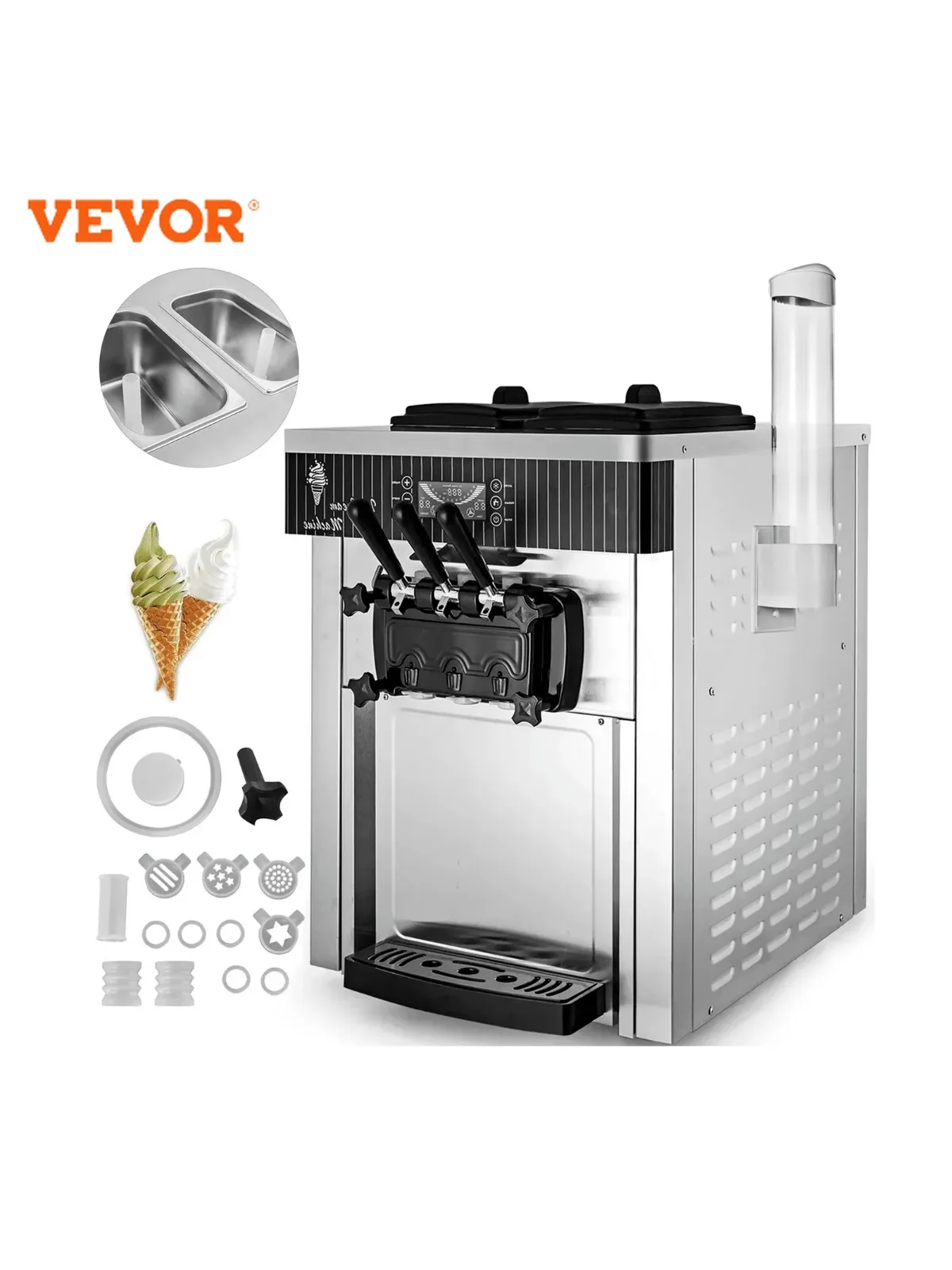 VEVOR 2200W Commerciële soft-icecreammachine Automatische desktop-ijsmachine Geschikt voor winkels en restaurants - afbeelding 2