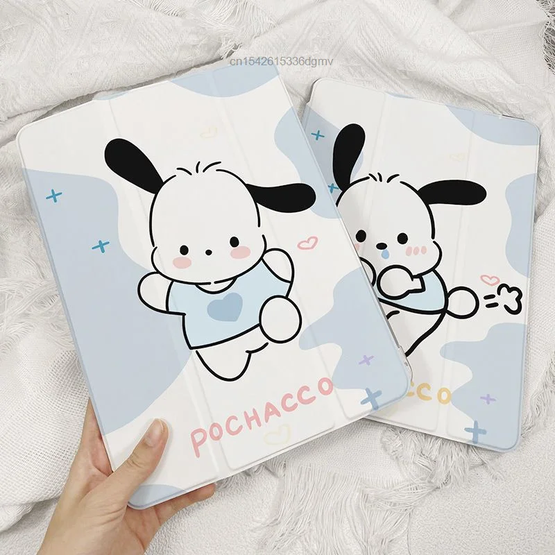 Sanrio Pochacco Ipad Case Pro 2021 11 Inch Three Fold ShockProof Case For IPad Air 1 2 3 12.9 Inch Tablet Ipad Mini 4 5 6 Cover