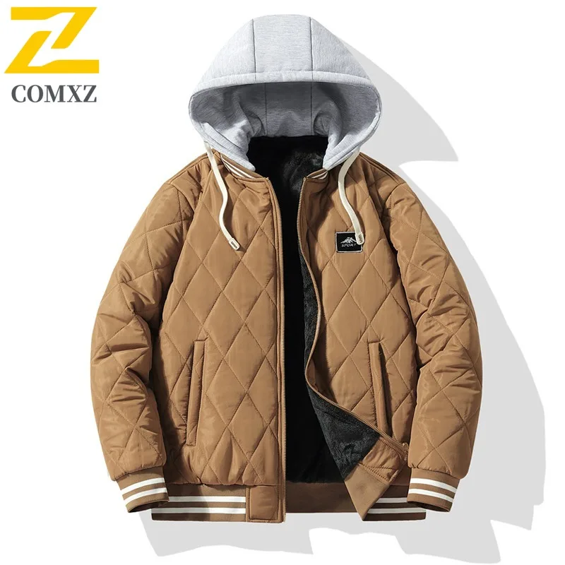 COMXZ Koreanische Mode Brot Jacke Dicke Kapuze Stilvolle Reise Gepolsterte Jacke Designer Snowy High End Winter Polsterung Herren Kleidung