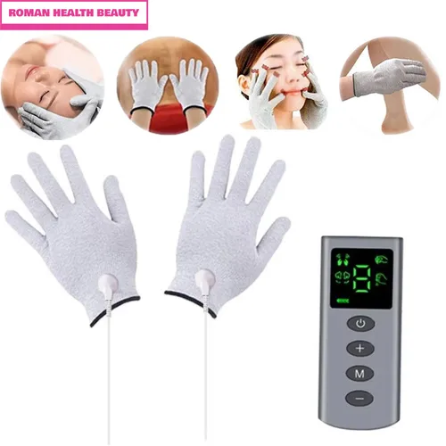 Gran oferta de guantes de masaje TENS/EMS, Estimulador muscular de Palma de 4 modos, fisioterapia de belleza portátil, guante masajeador para aliviar el dolor