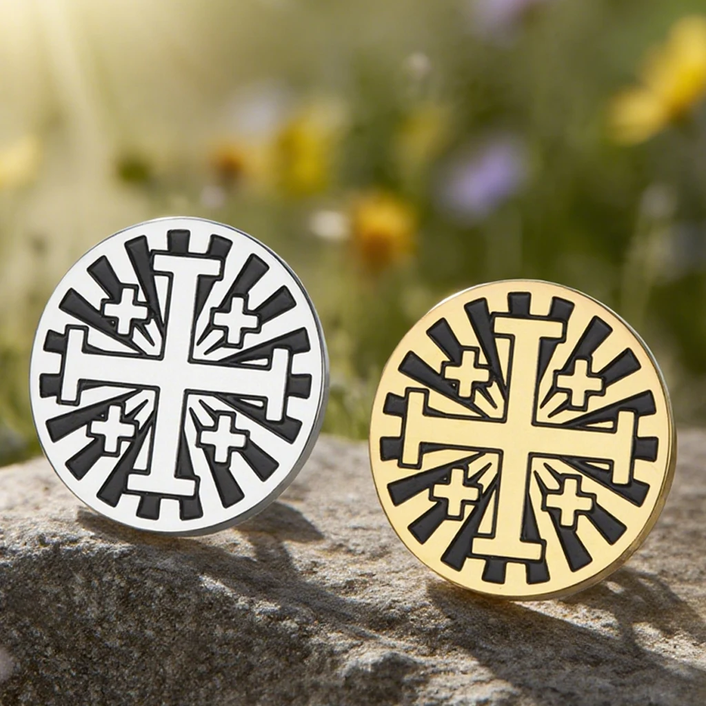 Dawapara Jerusalem Kreuz Brosche Pins Religiöses Gebet Glaube Griechisch-orthodoxer Schmuck Schutz Amulett Edelstahl Zubehör – Detail 6