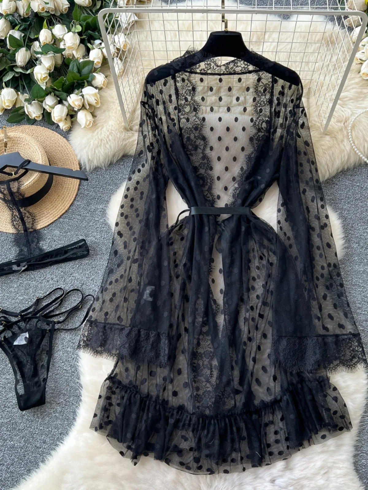 Pure Desire Сексуальная девушка Me Dr Женская осенняя сексуальная длинная юбка в горошек с кружевной отделкой Faionable Ele Lady Dr