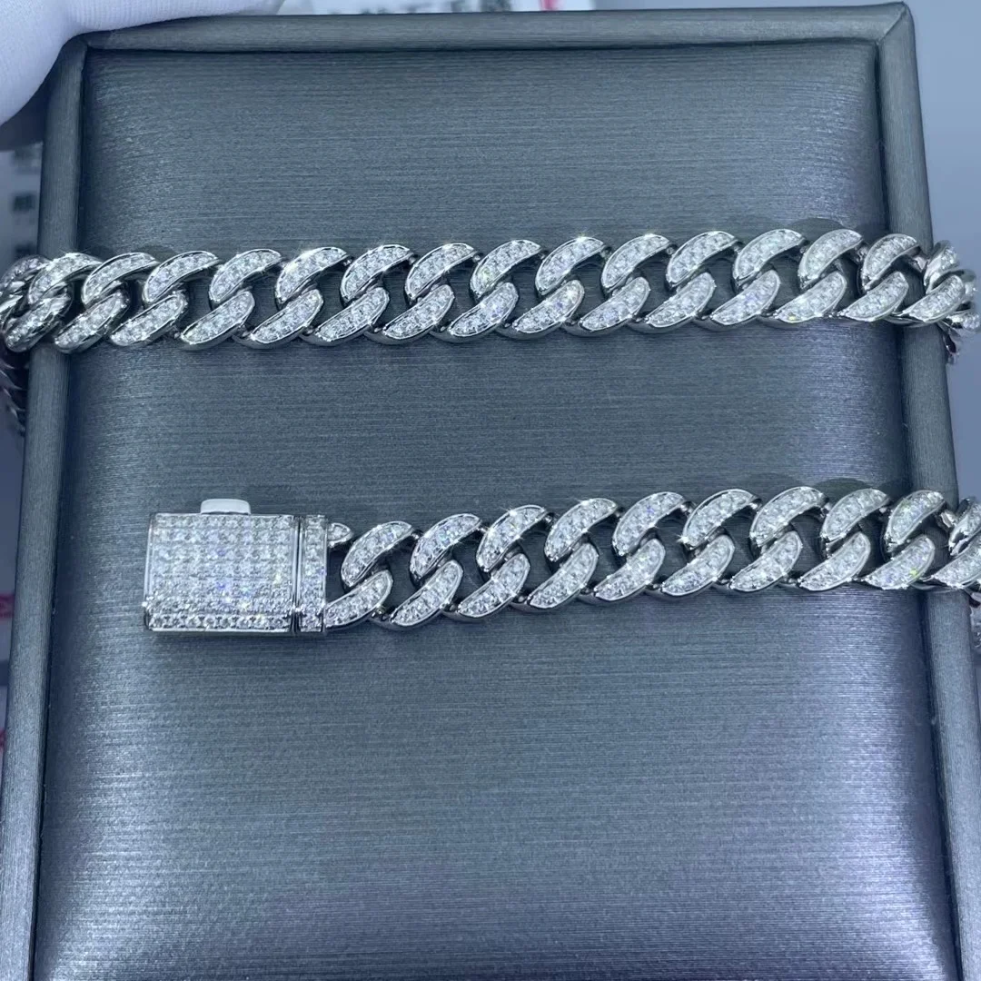 Factory Custom Diamond Cuban Chain Bracelet with Real 9k 10k 14k 18k Gold Fine Jewelry Cuban Chain