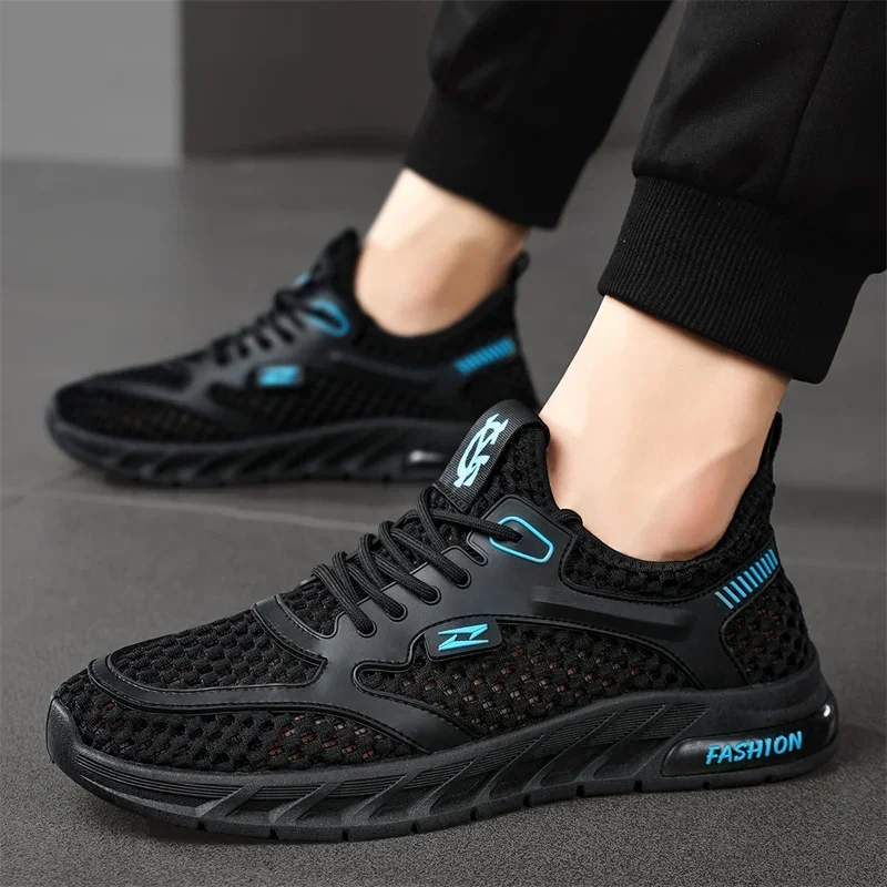 Zapatos de malla de verano para hombre, zapatillas informales impermeables con plataforma para senderismo al aire libre, deporte de diseñador de lujo, tenis de playa de pescador