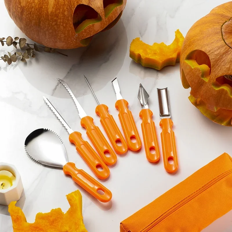 

7Pcs Pumpkin Carving Tools Kit Halloween Pumpkin Lantern Cutting Supplies with Storage Bag Handmade DIY Kitchen Cutting Gadgets