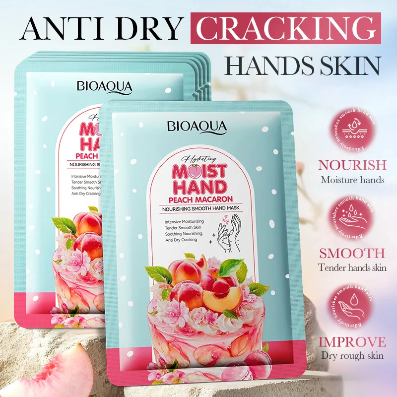 5 عبوات من قناع اليد الخوخي 40 مل - الترطيب العميق وإصلاح البشرة الجافة، يمنع التشققات وتغذية، وحماية الشتاء والعناية اللطيفة