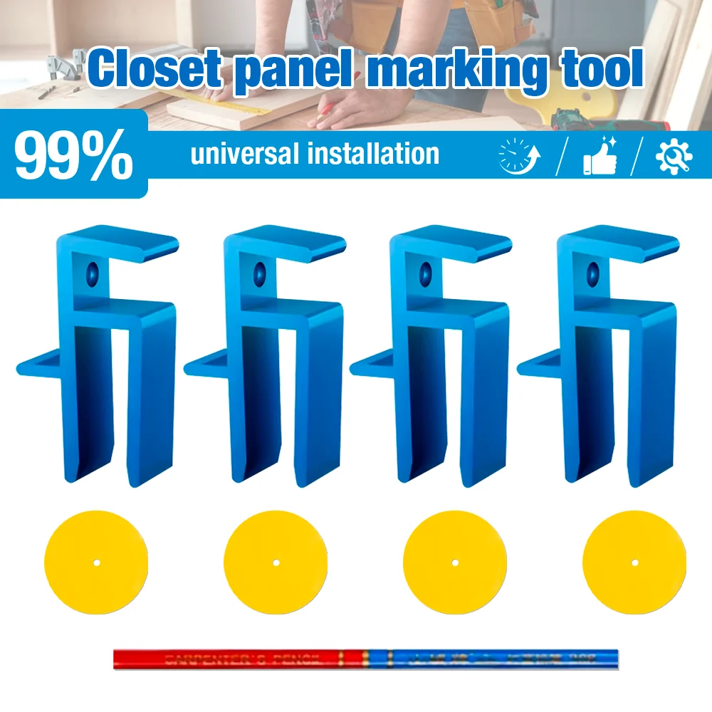 

16-18MM Wooden Board Install Closing Fixed Clip, Wardrobe/Kitchen Cabinet Scribe Tool, Woodworking Jigs Set, for Cutting/Marking