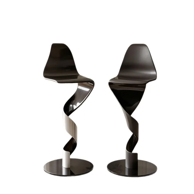 Rust steel spiral bar chair Internet celebrity special-shaped metal bar chair high stool
