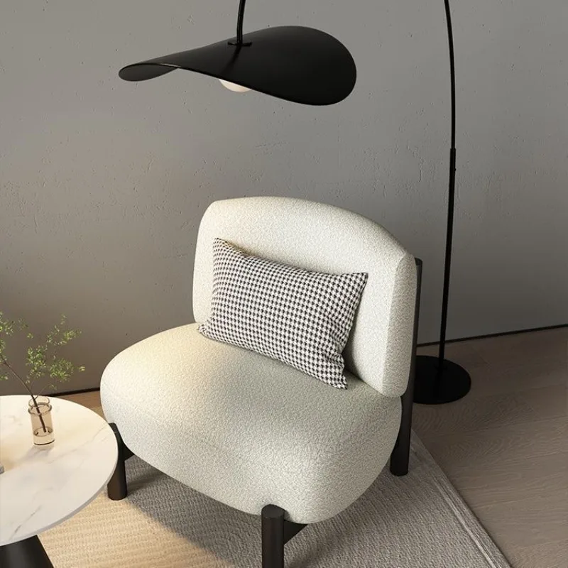 Wabi Sabi Style Sofa Chair Designer Fabric Lamb Backrest Seat Minimalist Single Sofa for Homestay