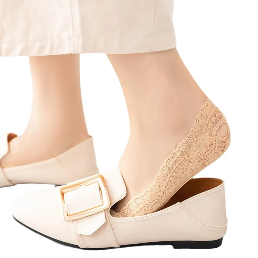   Women Lace Invisible No Show Socks Anti-slip Non-slip Liner Socks Ultra-Thin Breathable Low Cut Socks Casual Foot Socks