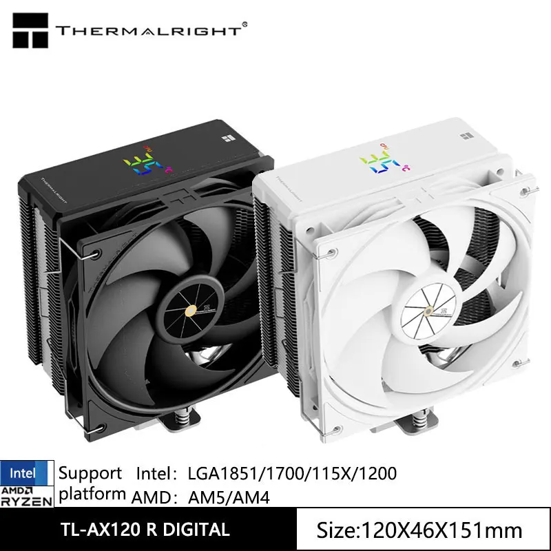 Thermalright TL-AX120 R DIGITAL CPU Air Cooling Radiator,AGHP4.0/4 heat pipes/Support LGA1851/1700/115X/1200/AM5/AM4