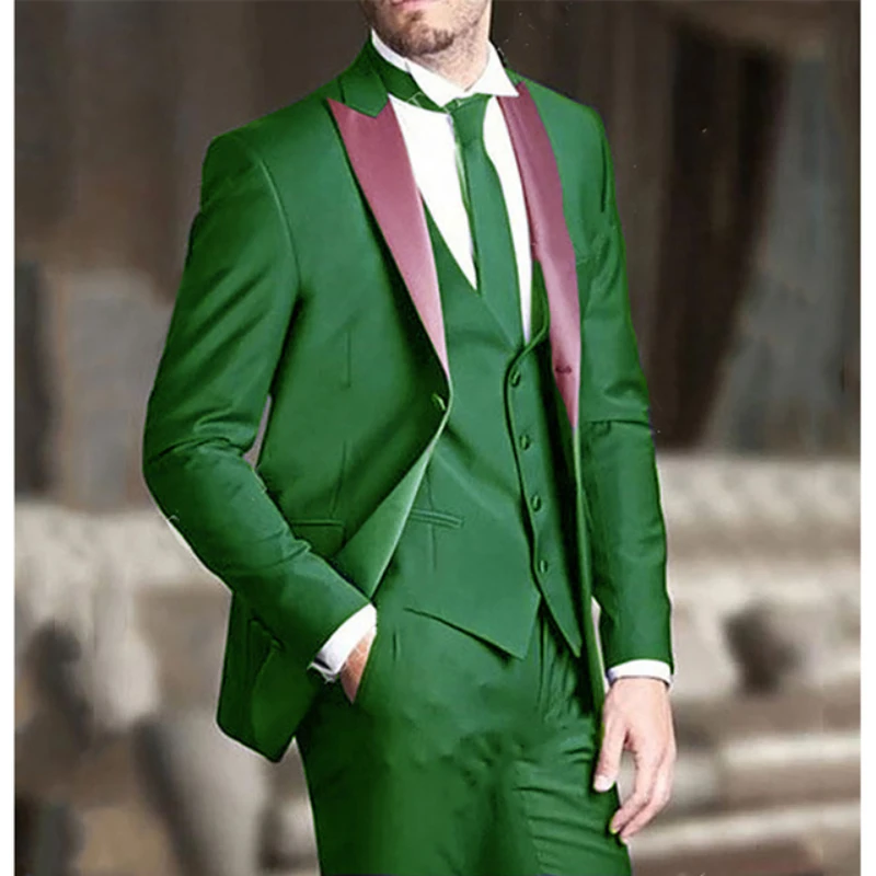 

New Design 3 Piece Men Suits Costume Homme 2023 Slim Fit Wedding Groom Tuxedos Terno Masculino Formal Prom Men's Party Wear