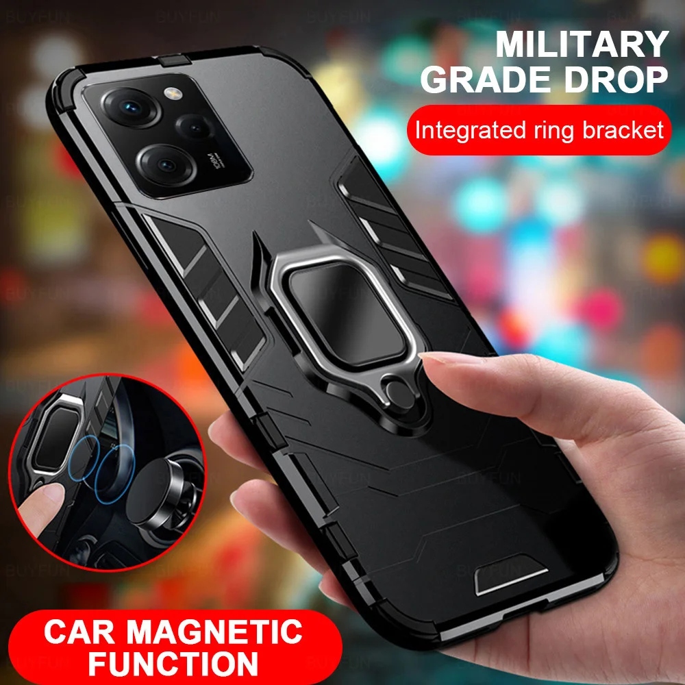 For Xiaomi Poco X5 Pro Case Armor Ring Bracket Phone Cover On Pocco X 5 Pro 5pro X5Pro 5G Car Magnetic Protection Coques 6.67in