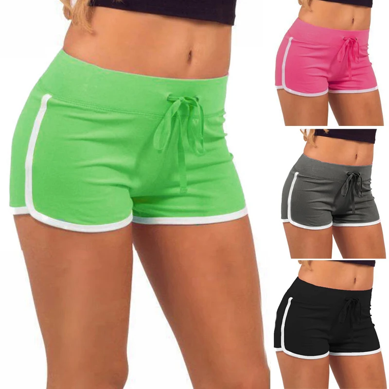 

New Women Yoga Shorts Summer Casual Drawstring Shorts Skinny Patchwork Shorts Underpants Elastic Waist Beach Correndo Short Pant